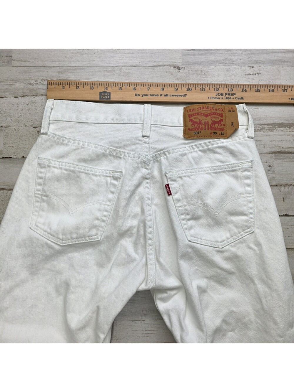 Vintage Levi's 501 Jeans 30x32 (*Fits 28x30) White Denim Button-Fly Classic - Picture 6 of 9
